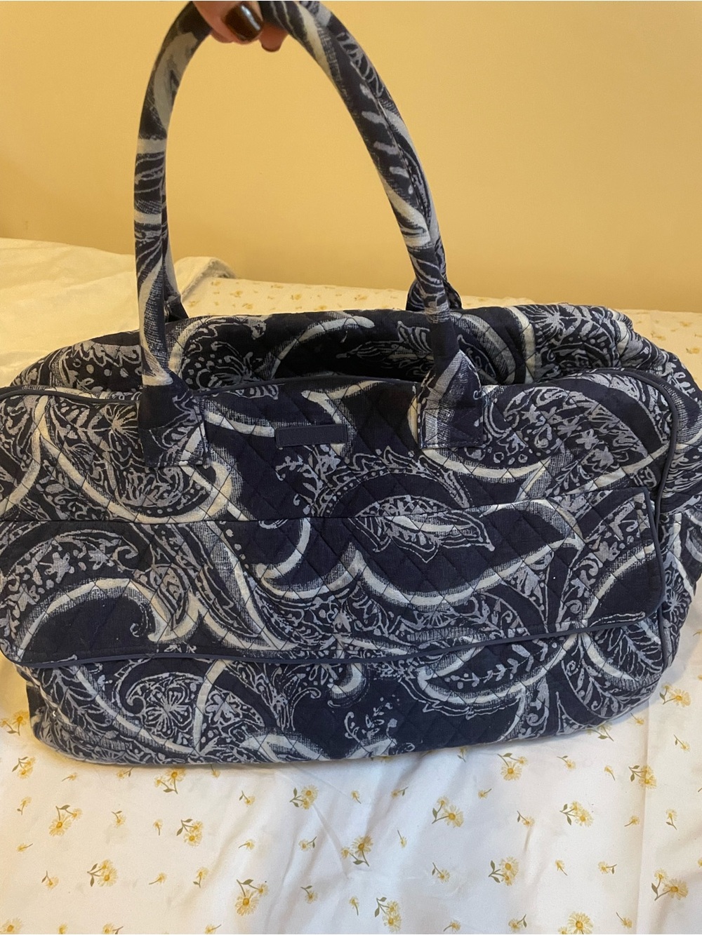 Vera Bradley Navy and White Quilted Paisley Tote